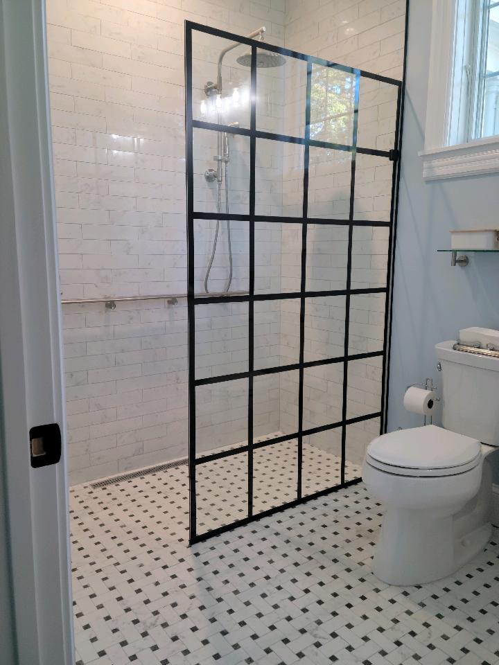stationary shower door grid panel